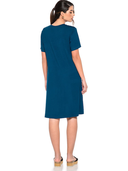 Summer Midi Petrol Blue Dress