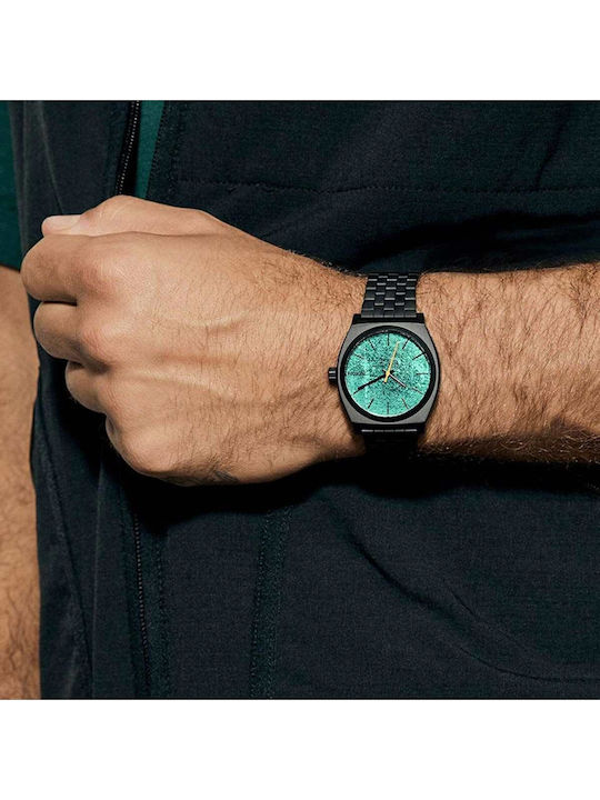 Nixon Time Teller Ανδρικό Ρολόι Μπαταρίας με Μαύρο Μεταλλικό Μπρασελέ