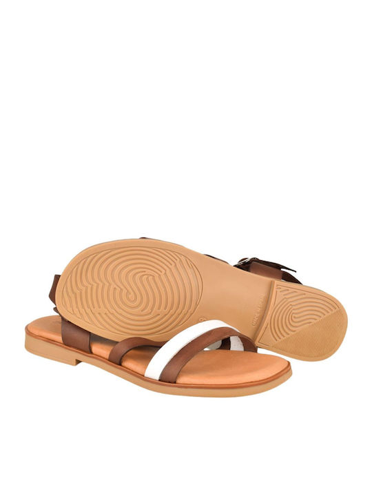 Leather Women's Flat Sandals Anatomic in Brown Color
