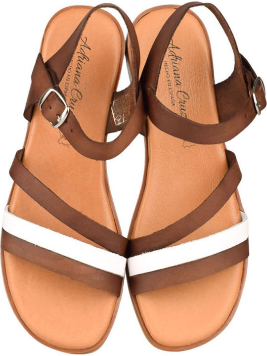 Leather Women's Flat Sandals Anatomic in Brown Color