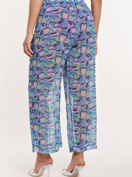 Women's High Waist Pantaloons with Rubber Band Light Blue