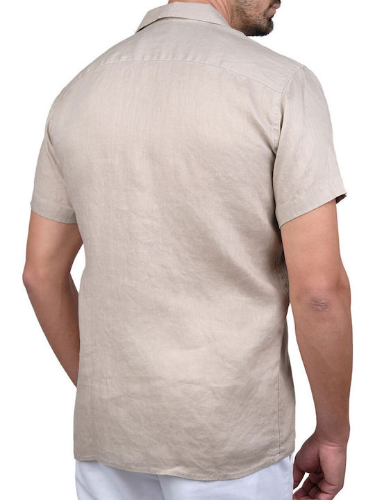 Short-sleeved Linen Shirt Beige