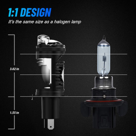 NovSight Λάμπες Αυτοκινήτου & Μοτοσυκλέτας H4 LED 6500K Ψυχρό Λευκό 12-24V 80W 2τμχ