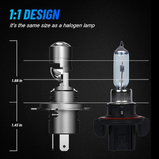 NovSight Λάμπες Αυτοκινήτου & Μοτοσυκλέτας H4 LED 6500K Ψυχρό Λευκό 12V 60W 2τμχ