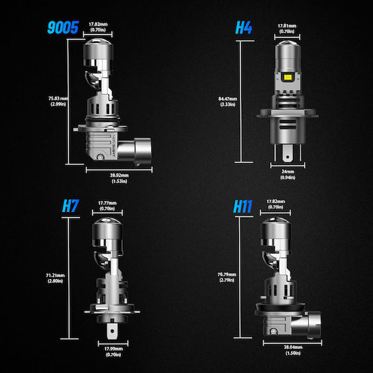 NovSight Λάμπες Αυτοκινήτου & Μοτοσυκλέτας H4 LED 6500K Ψυχρό Λευκό 12V 60W 2τμχ