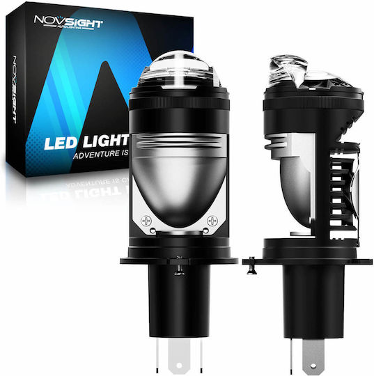 NovSight Λάμπες Αυτοκινήτου & Μοτοσυκλέτας H4 LED 6500K Ψυχρό Λευκό 12-24V 80W 2τμχ