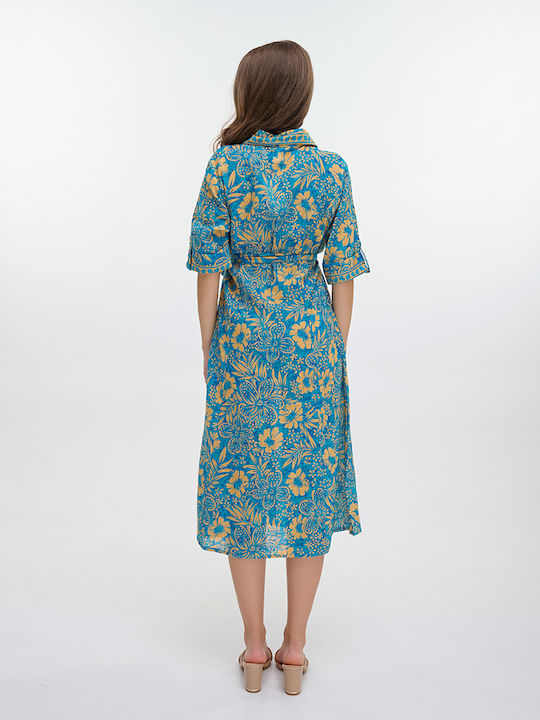 Ble Resort Collection Damenbademode Kaftan Paralia Türkises/Orangen