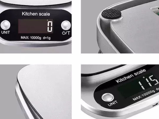 Digital Kitchen Scale Up To 10kg Silver