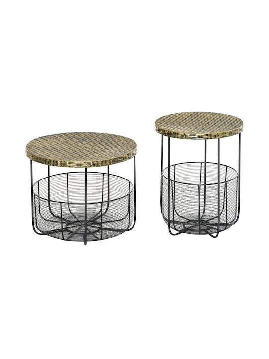 Masa pentru spații exterioare mici Rattan cu schelet metalic Negru 46x46x35.5buc