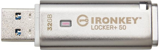 Kingston IronKey Locker+ 50 32GB USB 3.2 Stick Ασημί