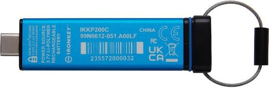 Kingston IronKey Keypad 200C 8GB USB 3.2 Stick with connection USB-C Blue