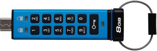 Kingston IronKey Keypad 200C 8GB USB 3.2 Stick with connection USB-C Blue