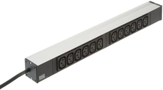 Bachmann Pdu 1u Montare în Rack 19-inch 12 Prize Iec Intrare Schuko Max 16 A Cablu 2 M Negru "333.616" Ștampilă Verde 4 Lei