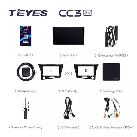 Teyes CC3 2K Car Navigation Honda CR-Z 2010-2014 4+32GB 9.5-Inch QLED Octa-Core 2GHz Android 4G Bluetooth 5.1 DSP