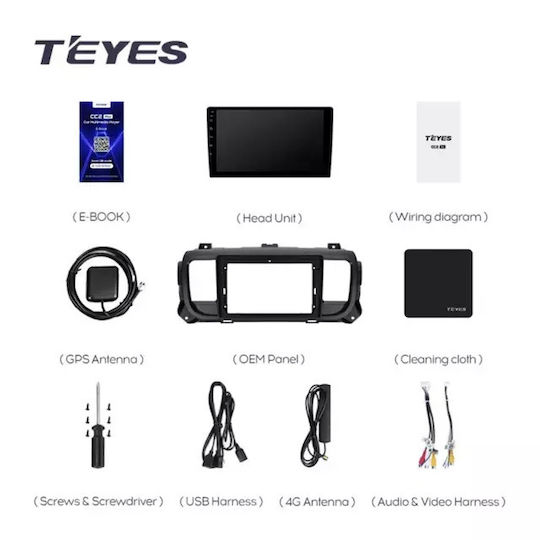Navigație Auto Teyes Cc3 2k Citroen Spacetourer 1 2016-2021 6+128GB 9.5" QLED Octa-core 2GHz Android 4G Bluetooth 5.1 DSP