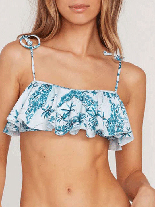 Strapless Bikini with Ruffles I'm Not Croplettee Blue