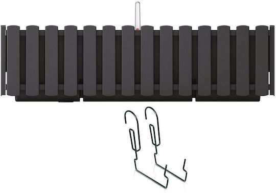 Set 2 Decorative Planters Metal Stand Irrigation System Anthracite 58x18x16.2 Cm Boardee Fencycase W