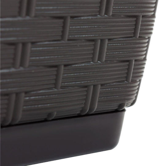 Set 4 Decorative Planters Mercaton Imitation Rattan Brown 49.2x17.2x17.4 Cm