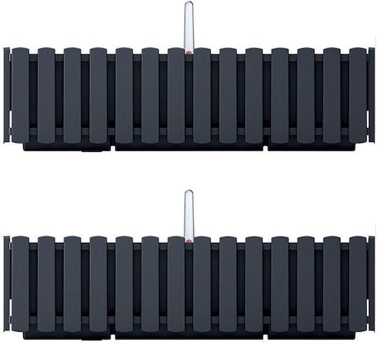 Set 2 Decorative Planters Metal Stand Irrigation System Anthracite 58x18x16.2 Cm Boardee Fencycase W