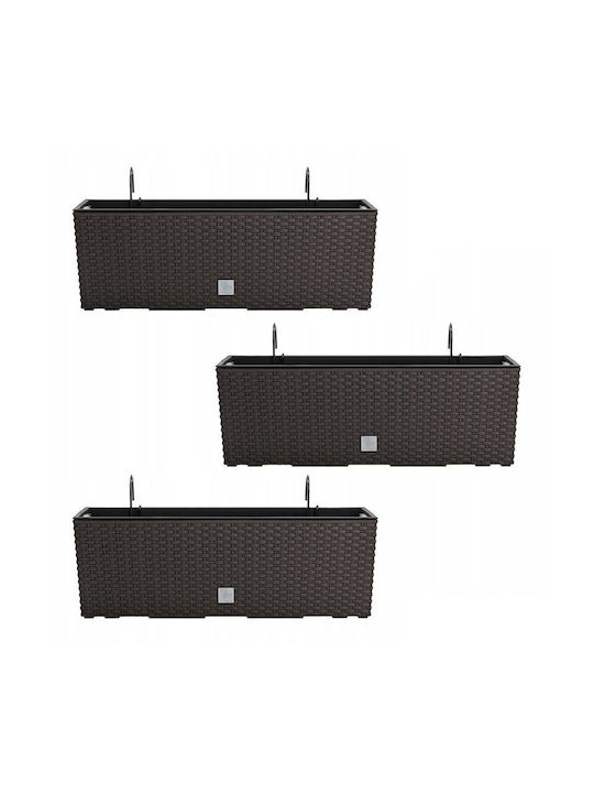 Set 3 Ghivece Suport Metal Imitatie Ratan Maro 58x18x19.5 Cm Rato Case W