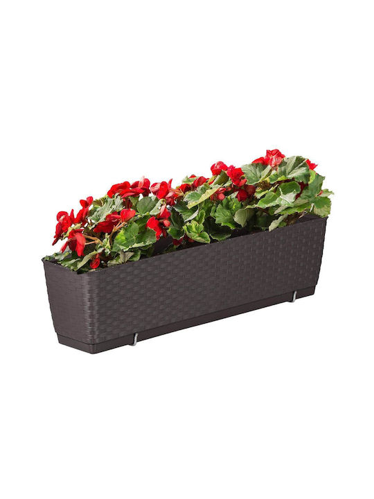 Set 4 Ghivece Decorative Suport Metalic Mercaton Imitatie Ratan Maro 49.2x17.2x17.4 Cm