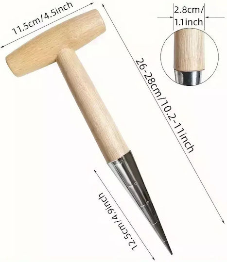 Wooden Dibber with Metal Tip T-Shape Gk-010-002