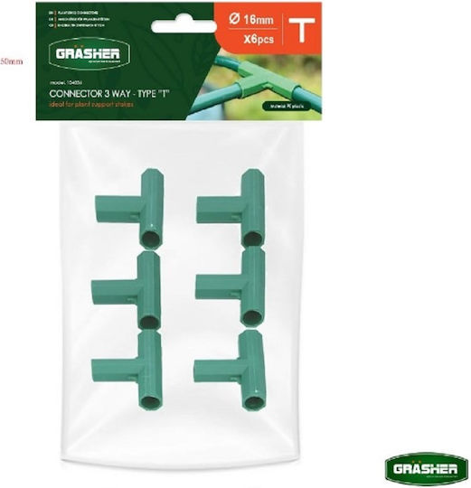 Grasher 3-Way T Connectors Φ.16mm Plant Supports 6 Pcs 104036