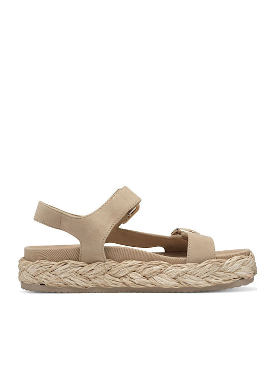 Leather Women's Flat Sandals Beige