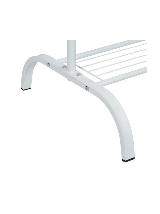 Clothing Rack Shelf 6 Hooks Dimensions 145 X 132 X 44 Cm White Black Relaxdays