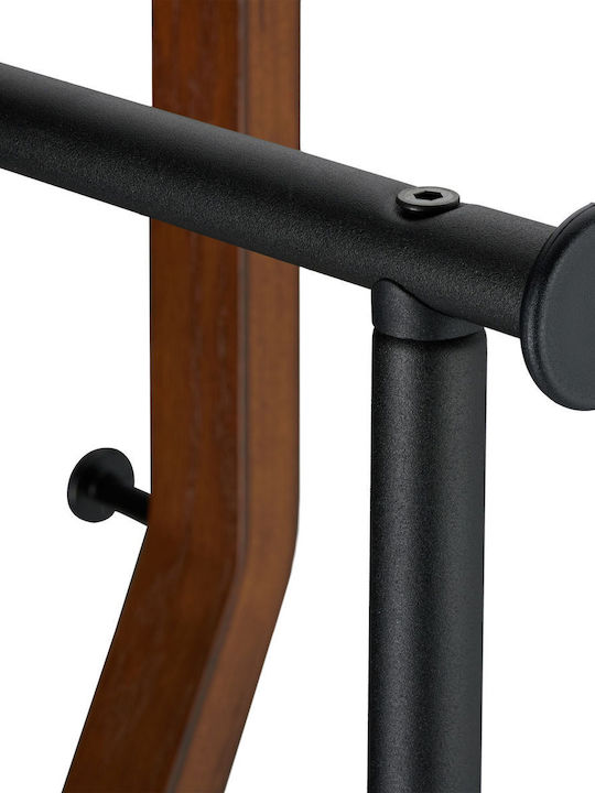 Steel Walnut Wood Hate Support 3 Hooks Dimensions 173 X 30 X 25 Cm Black Brown Relaxdays