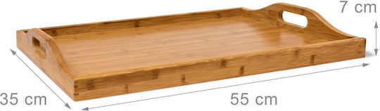 Relaxdays Bambus Dreptunghiular Tavă de Servire din Bamboo în Culoare Maro 63.5x55x35cm 10019136 1buc