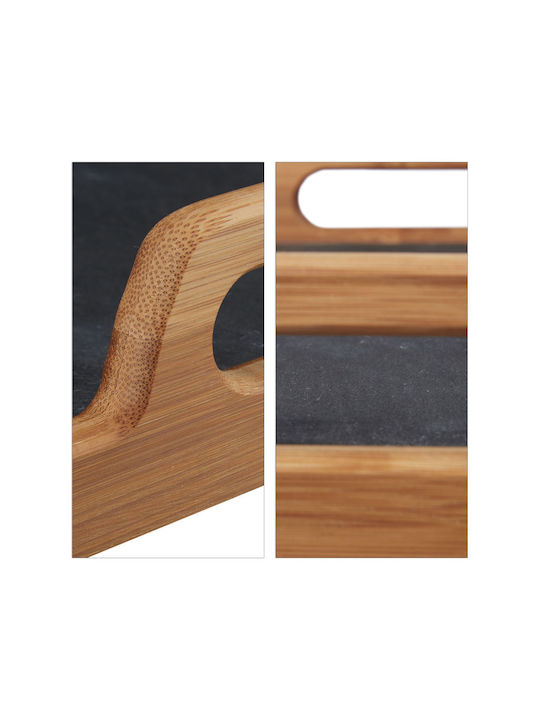 Relaxdays Bamboo Rectangular Serving Tray made of Bamboo with Handles in Black Color 40x40x32cm 10020957 1pcs