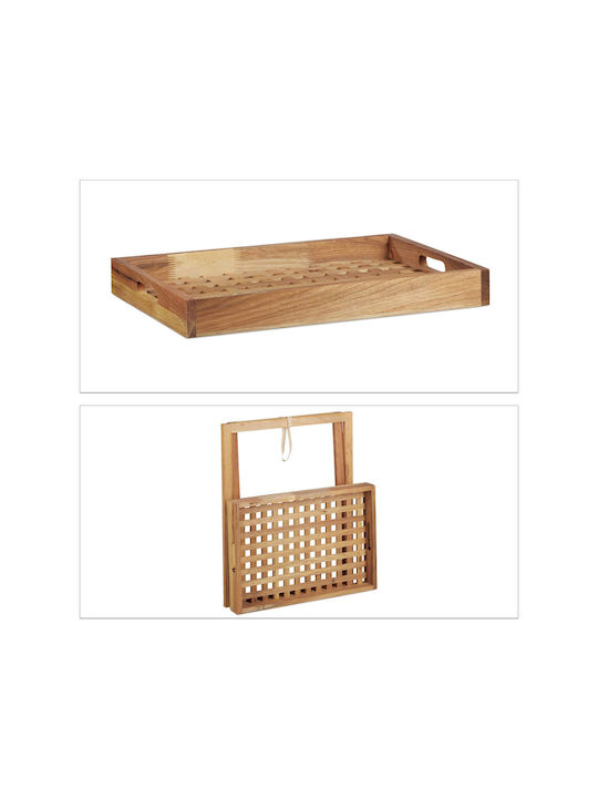 Relaxdays Dreptunghiular Tavă de Servire în Culoare Maro 54x52x36cm 10021316 1buc