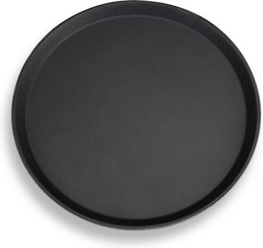 Relaxdays Plastic Rotund Tavă de Servire Antiderapant în Culoare Negru 35cm 10027282 1buc