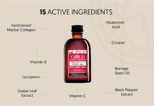 Gold Collagen Cu Vitamina C și Acid Hialuronic 300ml Pure