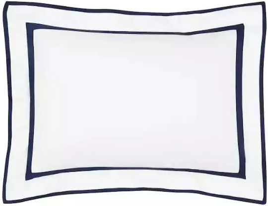 Valeron Set Husă de Pilotă Bumbac Dublă cu 5 Fețe de Pernă & 1 Cearsaf 200x220 White, Navy Blue