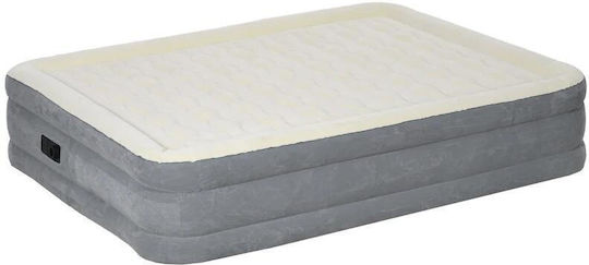Saltea de camping gonflabilă cu pompă electrică integrată 220-240 V PVC gri bej 203x92x46 cm