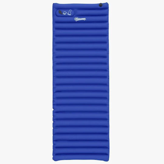 Saltea de Camping Gonflabilă cu Pompa Integrată Impermeabilă Plastic 190t Albastru 195x70x10 Cm