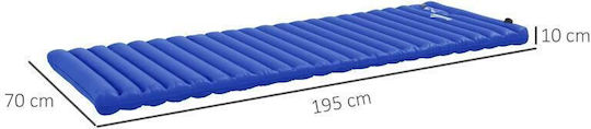 Saltea de Camping Gonflabilă cu Pompa Integrată Impermeabilă Plastic 190t Albastru 195x70x10 Cm