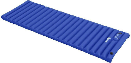 Saltea de Camping Gonflabilă cu Pompa Integrată Impermeabilă Plastic 190t Albastru 195x70x10 Cm