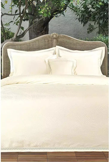 Valeron Set Huse Pentru Pilote 200x220cm Dublu Cu 5 Fețe De Pernă & 1 Cearșaf Cream