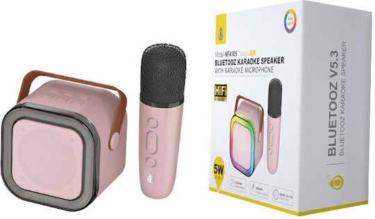 Moveteck Karaoke Speaker with Wireless Microphone Pink