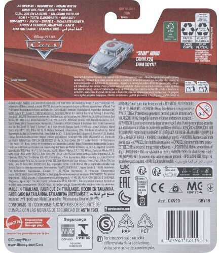 Mattel Disney Cars Slim Hood Car 1:55 For 3+ Years