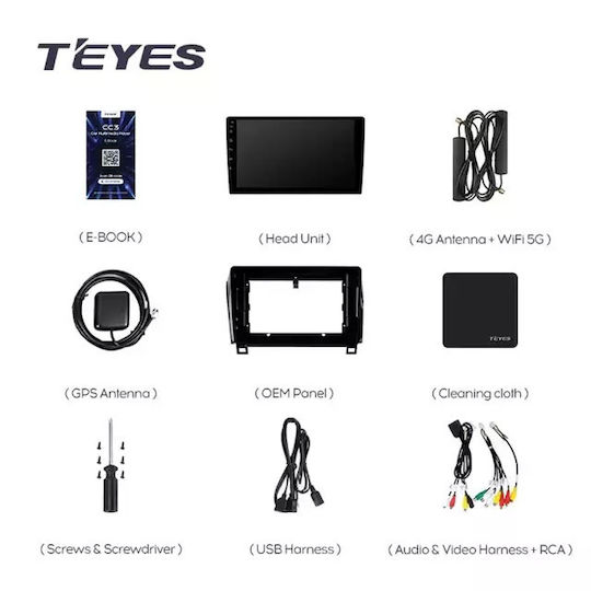 Teyes Sistem Audio Auto 2 DIN (Bluetooth/USB/Wi-Fi/GPS/Apple CarPlay/Android Auto) cu Ecran Tactil 10.36"