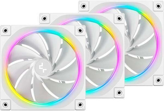 Deepcool FL12R WH Reverse Blade Case Fan 120mm 2150rpm 55cfm with RGB Lighting 3pcs White