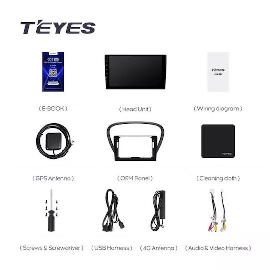 Teyes Автомобилна Аудио Система (Блутут/USB/WiFi/GPS/Apple-Carplay/Android-Auto) с Тъчскрийн 9"