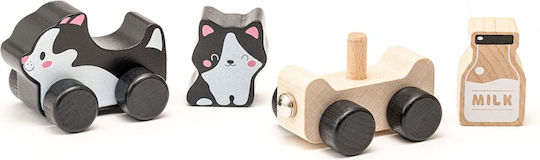 Cubika Push Along Wise Cat Milk Toy made of Wood for 18++ Months