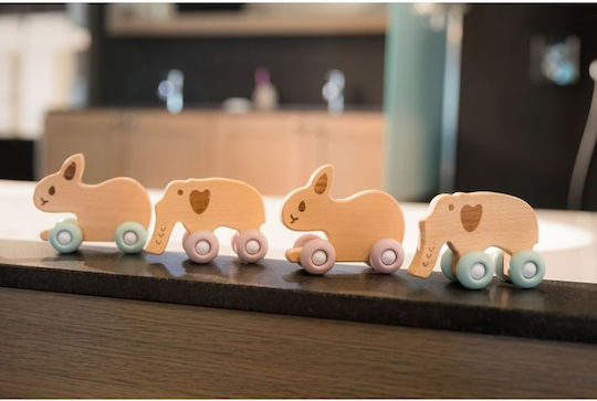 Bo Jungle Push Along Rabbit On Wheels από Ξύλο για 12+ Μηνών