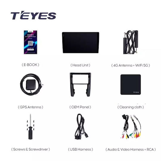 Teyes Ηχοσύστημα Αυτοκινήτου 2DIN (Bluetooth/USB/WiFi/GPS/Apple-Carplay/Android-Auto) με Οθόνη Αφής 9.5"