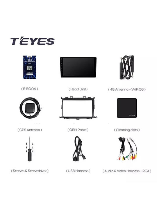 Navigație Auto Teyes CC3 2K pentru Kia Carens 3 2013-2019 4+64GB 9.5" QLED Octa-core 2GHz Android 4G Bluetooth 5.1 DSP